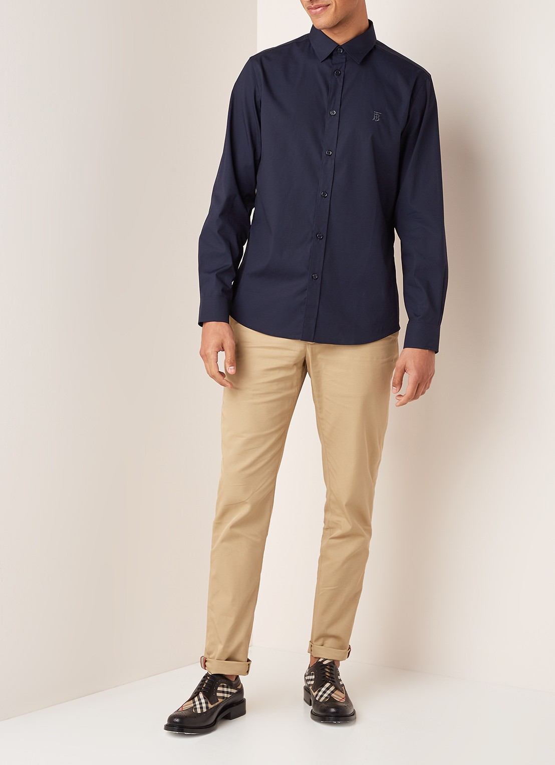 Burberry Louis regular fit overhemd met kentkraag - voorkant 3 donkerblauw