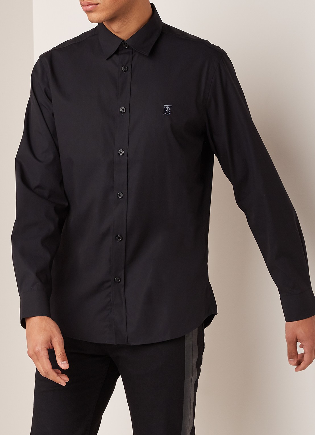 Burberry Louis regular fit overhemd met logoborduring - detail 4 zwart