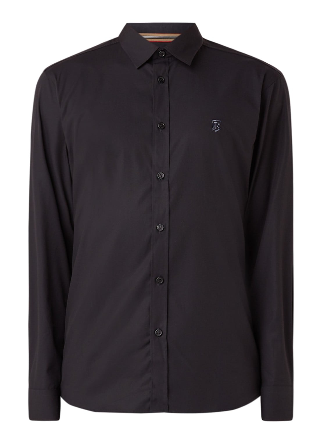 Burberry Louis regular fit overhemd met logoborduring - voorkant 2 zwart