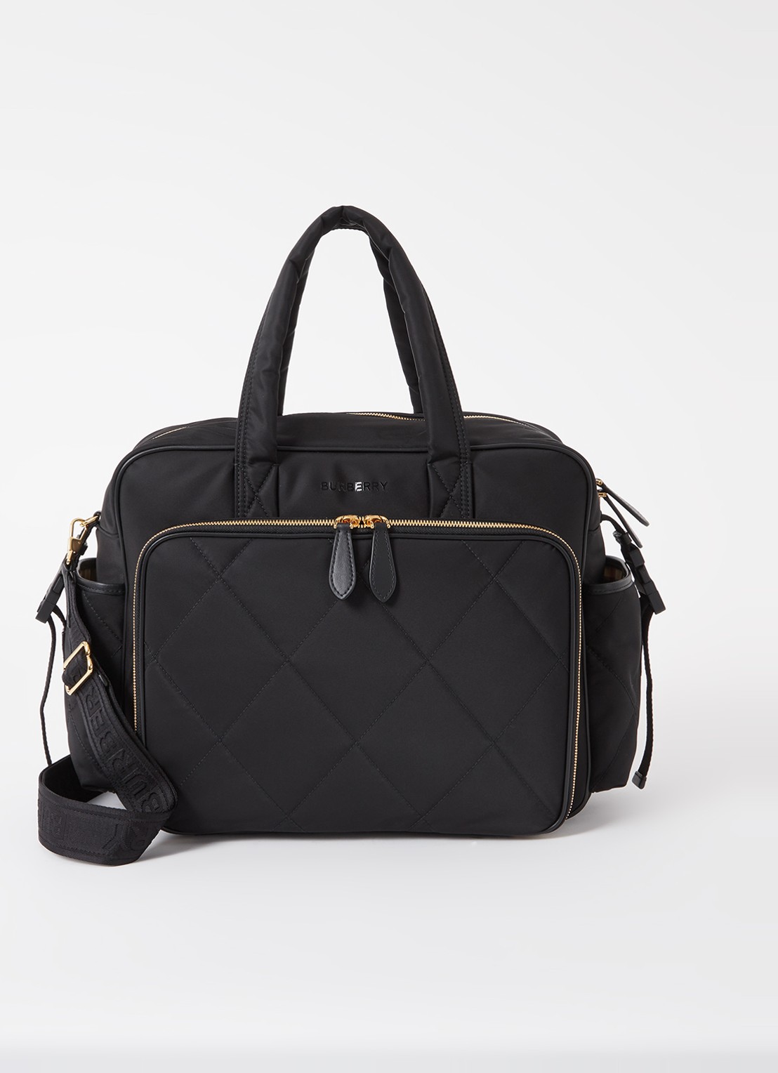 Burberry Luiertas met quilt patroon en verschoningsmat - voorkant 2 zwart