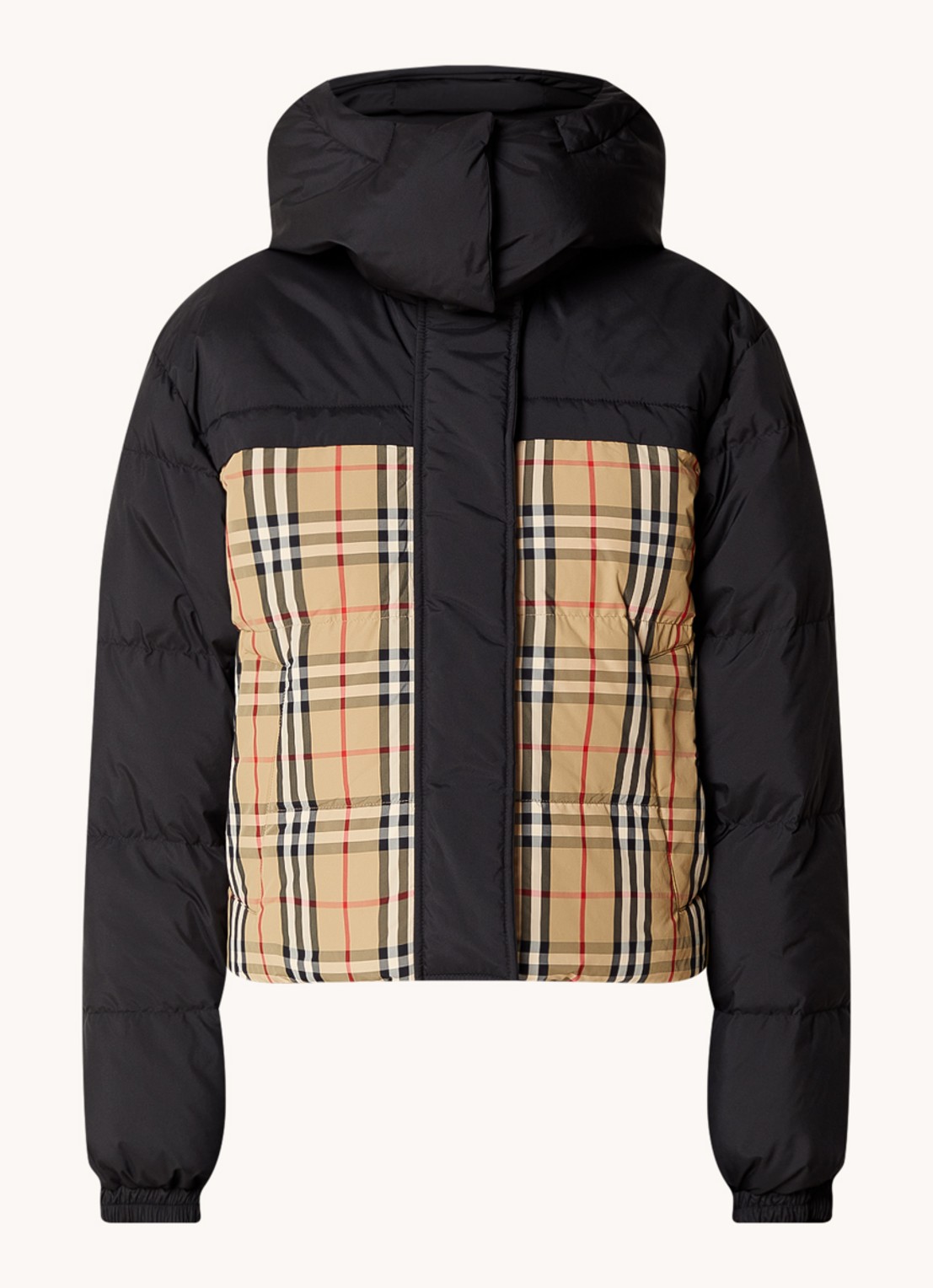 Burberry Lydden reversible puffer jack met donsvulling en capuchon - voorkant zwart