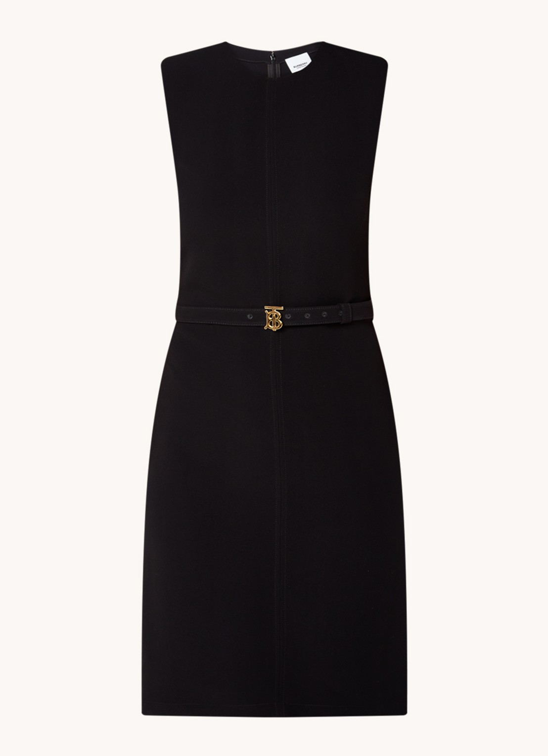 Burberry Macy mini kokerjurk met ceintuur - voorkant zwart