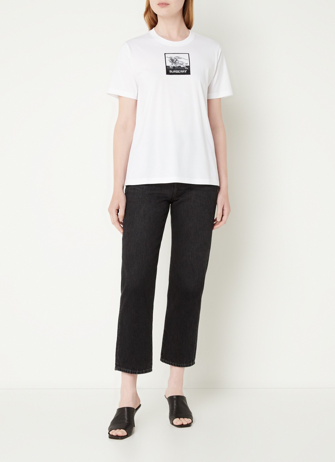 Burberry Margot T-shirt met logoborduring  - voorkant 3 wit
