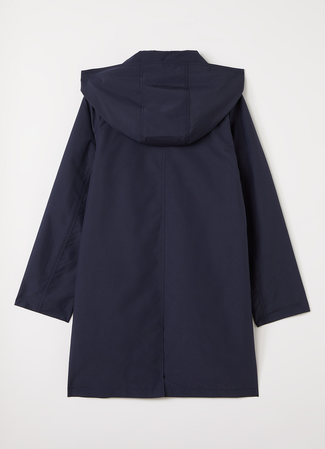 Burberry Martin trenchcoat met capuchon - achterkant donkerblauw