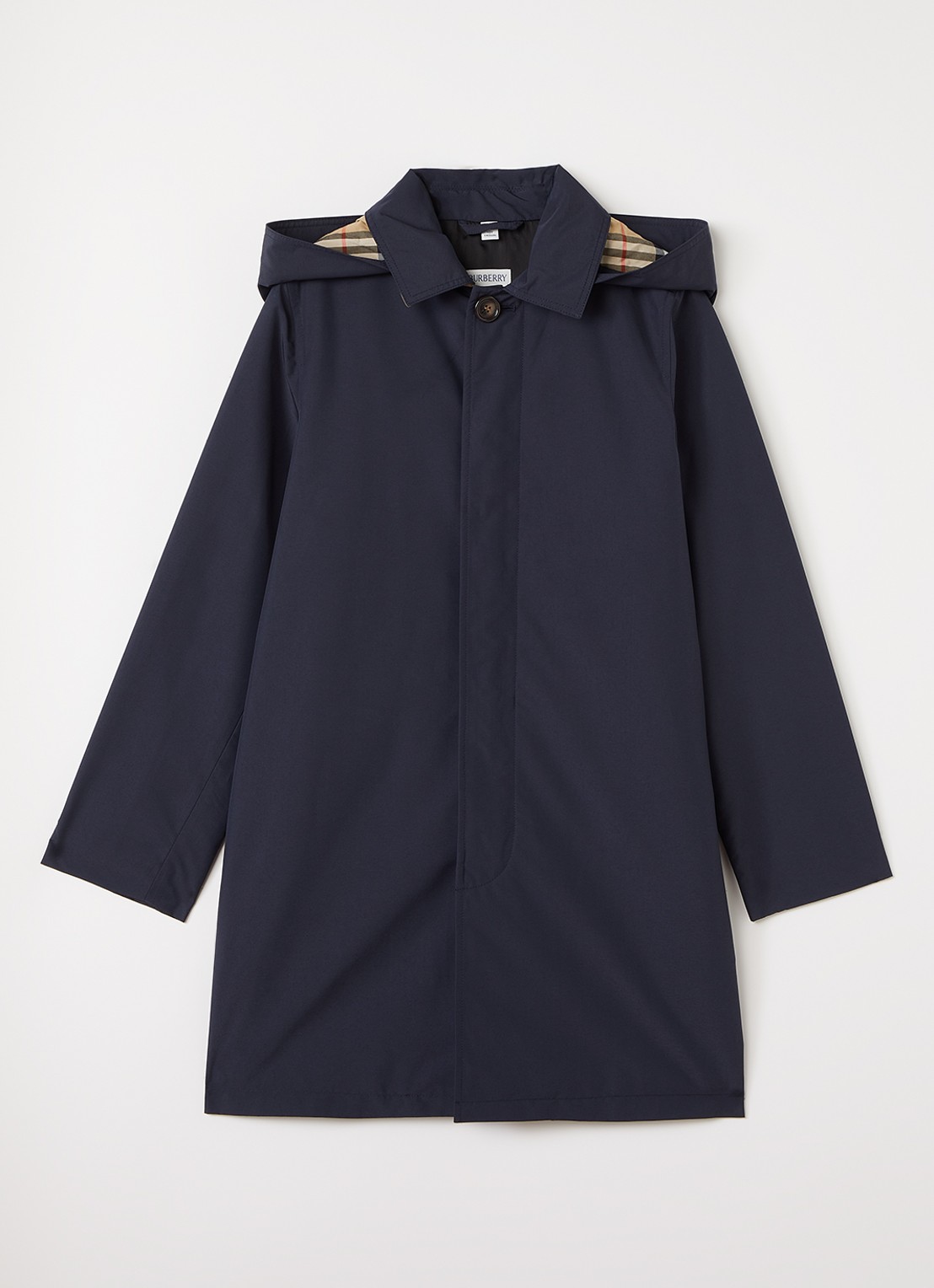 Burberry Martin trenchcoat met capuchon - voorkant 2 donkerblauw
