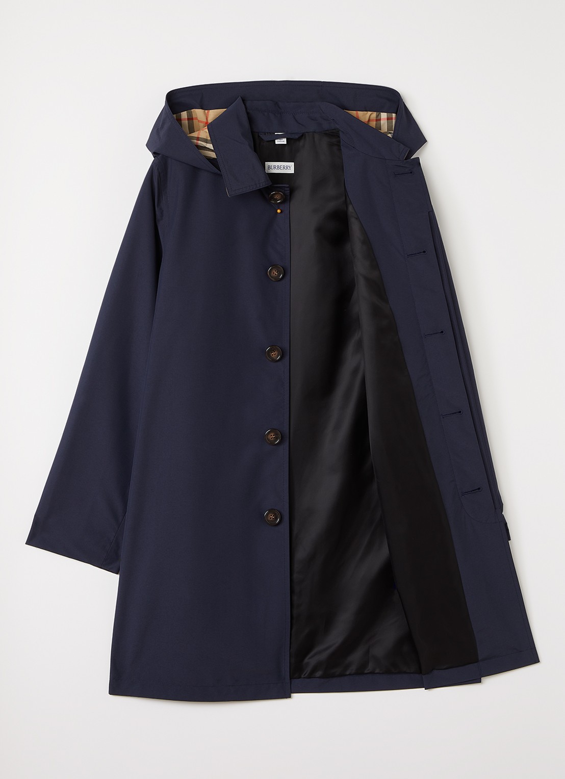 Burberry Martin trenchcoat met capuchon - voorkant 3 donkerblauw
