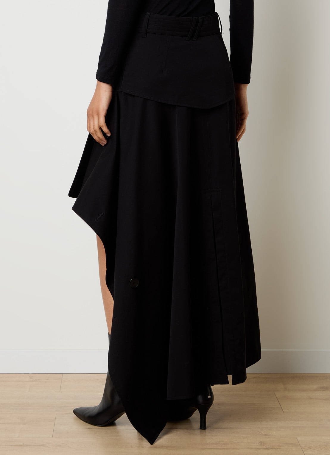 Burberry Maxi A-lijn rok met asymmetrische zoom - achterkant zwart