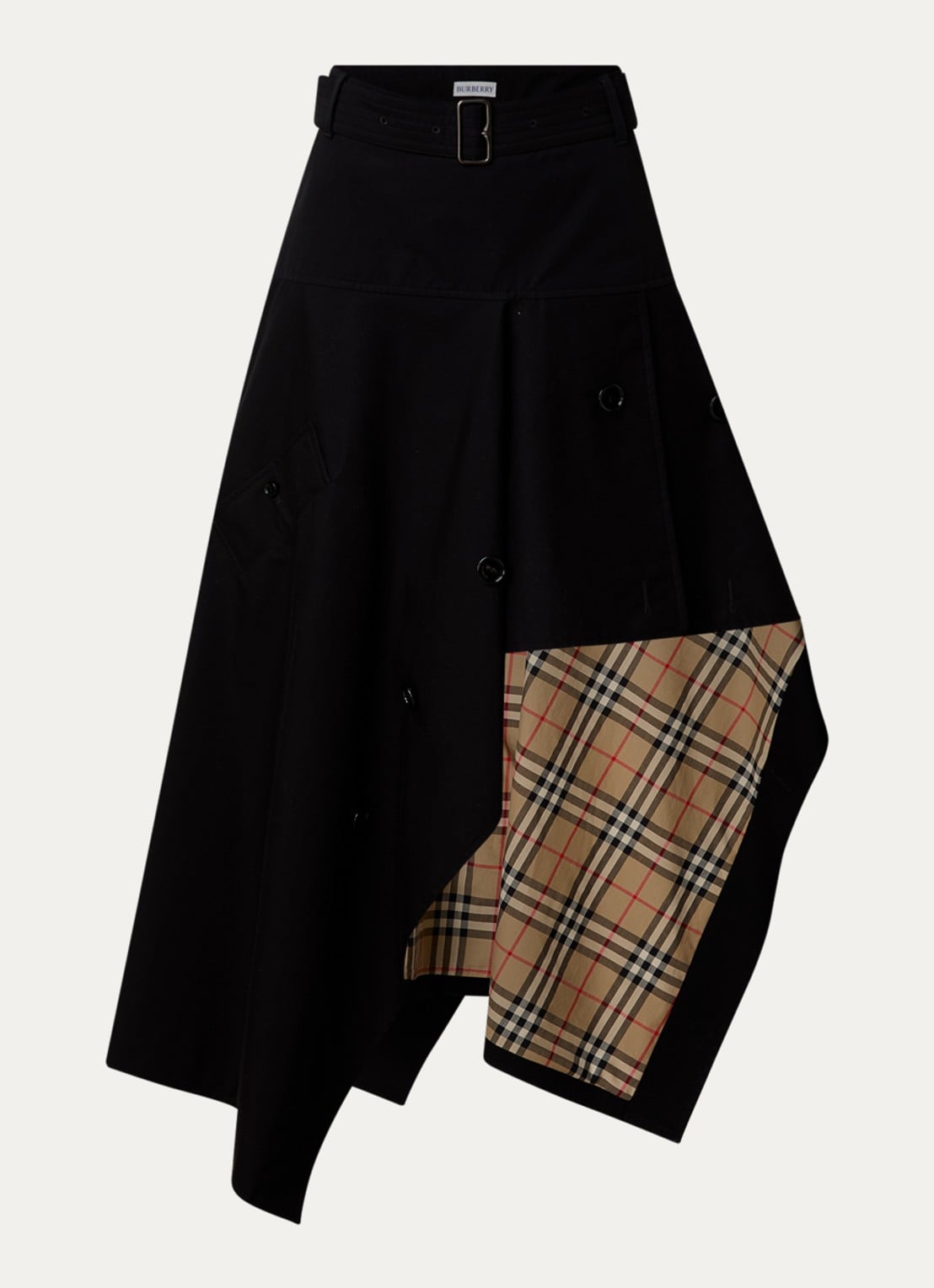 Burberry Maxi A-lijn rok met asymmetrische zoom - voorkant 2 zwart