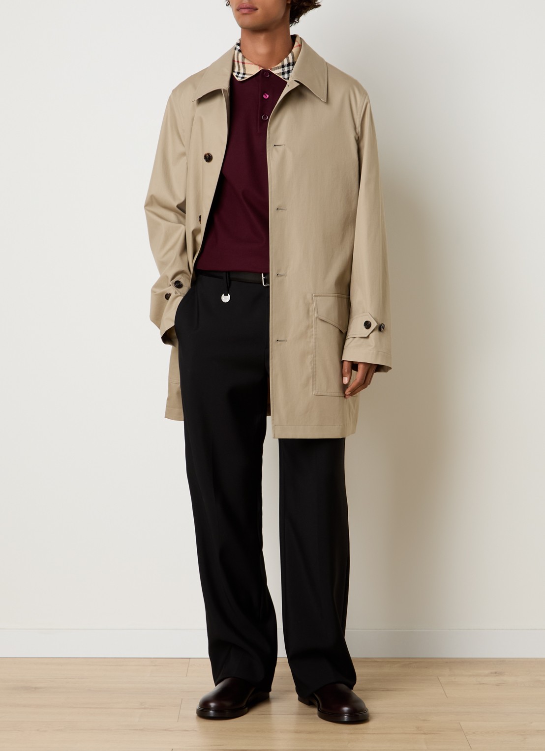 Burberry Meadowbank mantel met klepzakken - voorkant 3 beige
