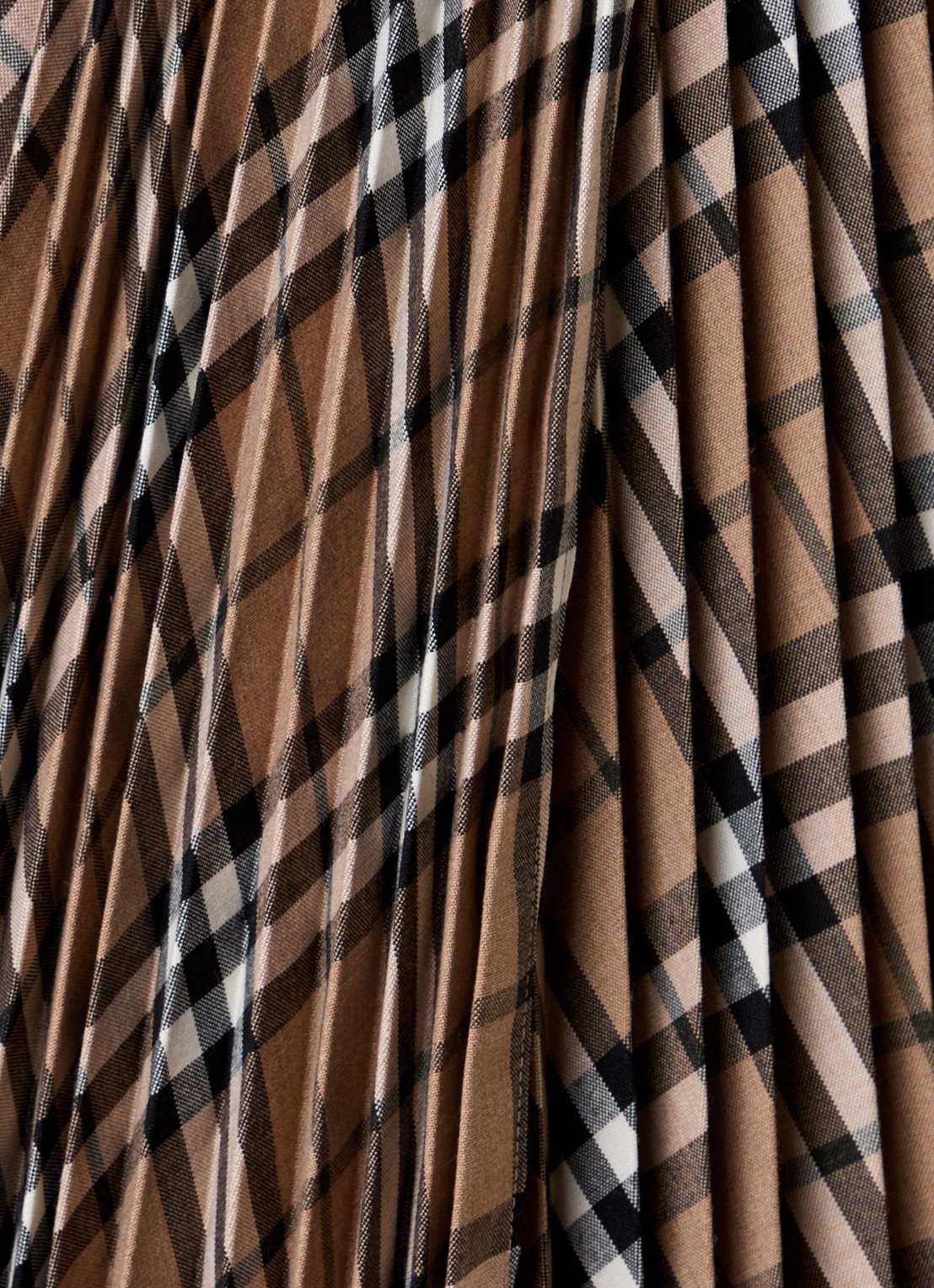Burberry Midi rok in wolblend met plissé en ruitdessin - detail 3 beige