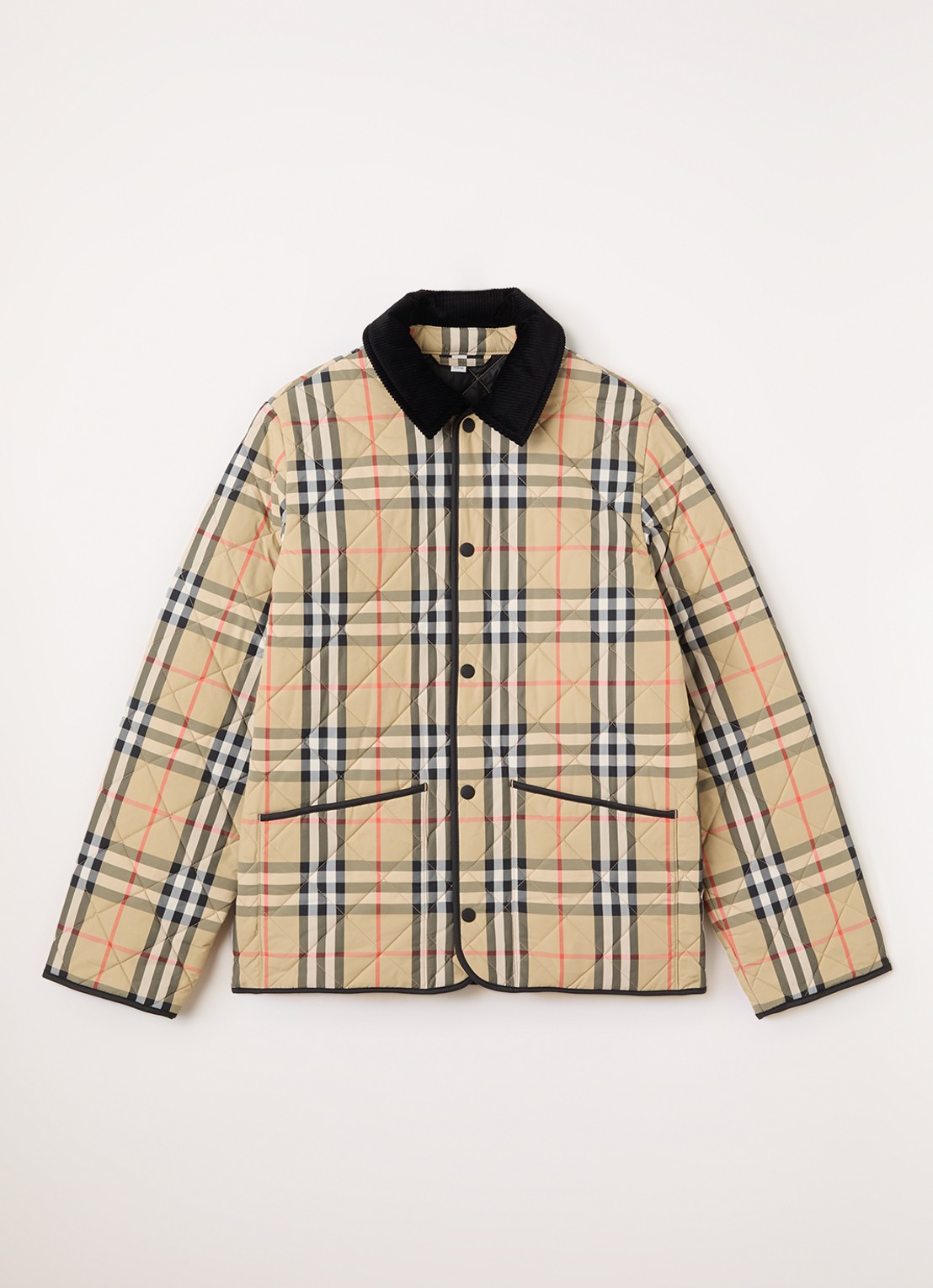 Burberry Milo gewatteerd jack met quilt patroon - voorkant beige
