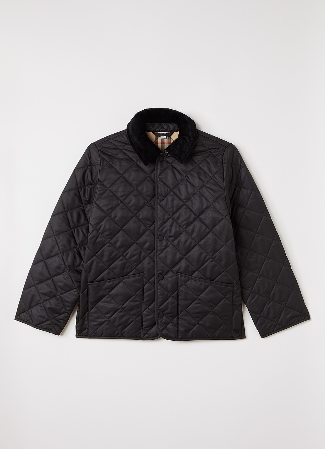 Burberry Milo jack met quiltpatroon - voorkant zwart