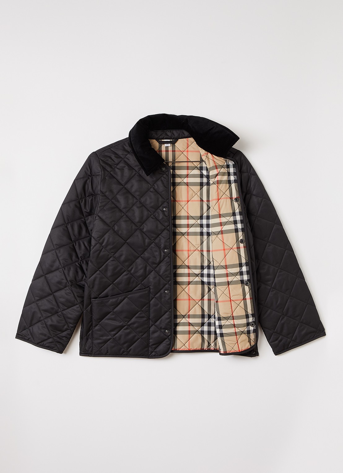 Burberry Milo jack met quiltpatroon - voorkant 2 zwart