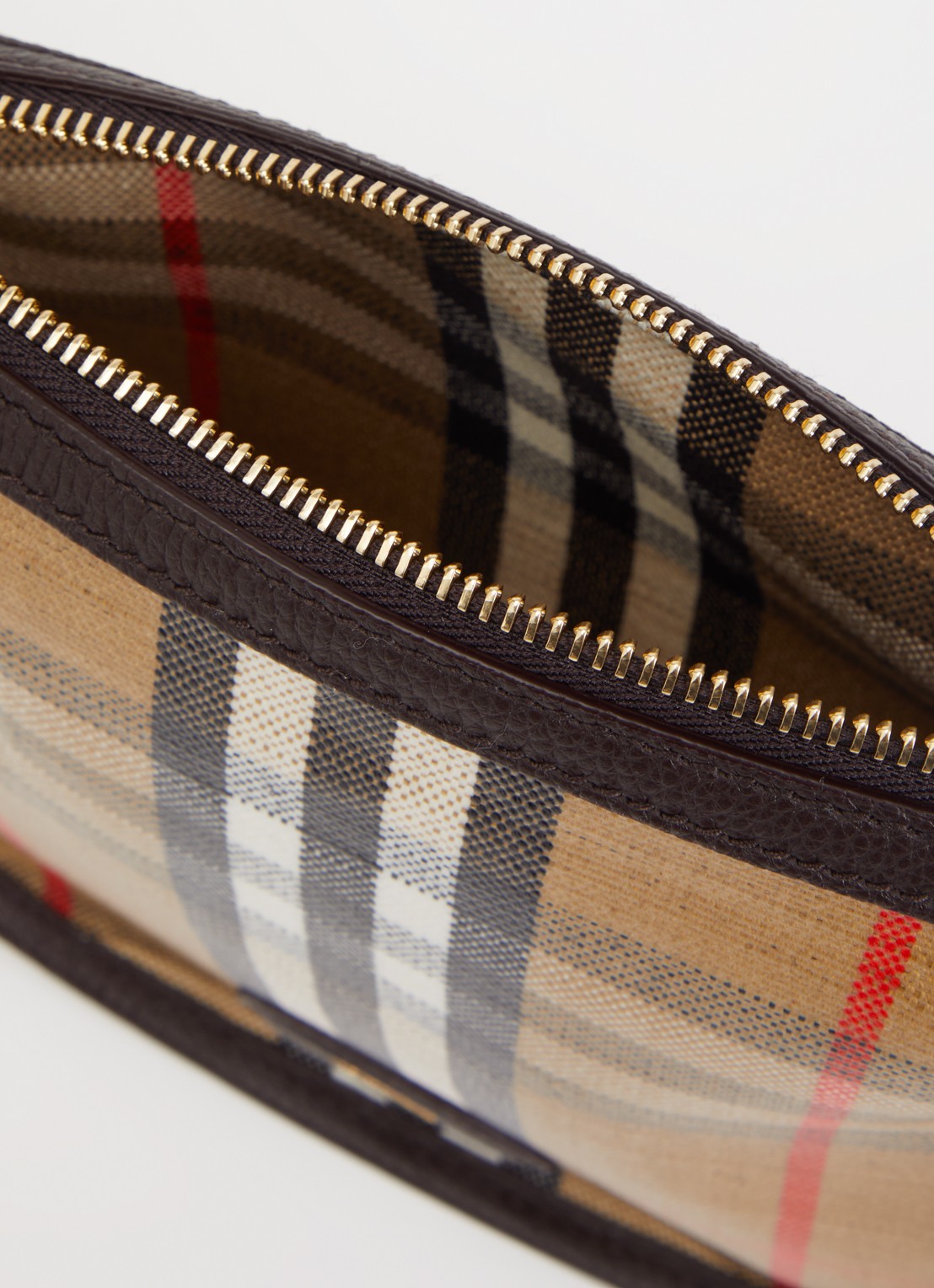 Burberry Mini Highlands schoudertas met ruitdessin en details van kalfsleer - detail 2 zand