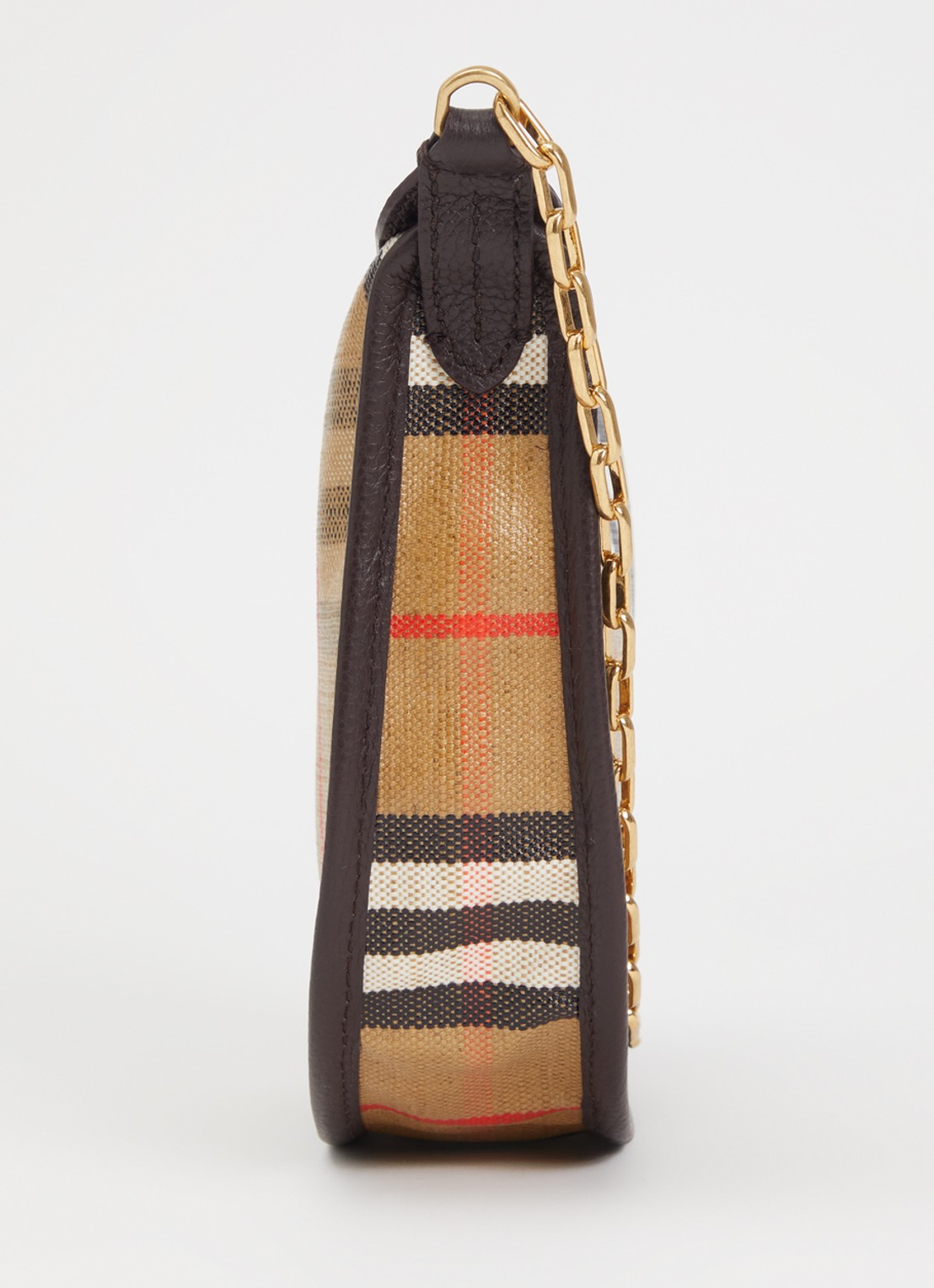 Burberry Mini Highlands schoudertas met ruitdessin en details van kalfsleer - detail 3 zand