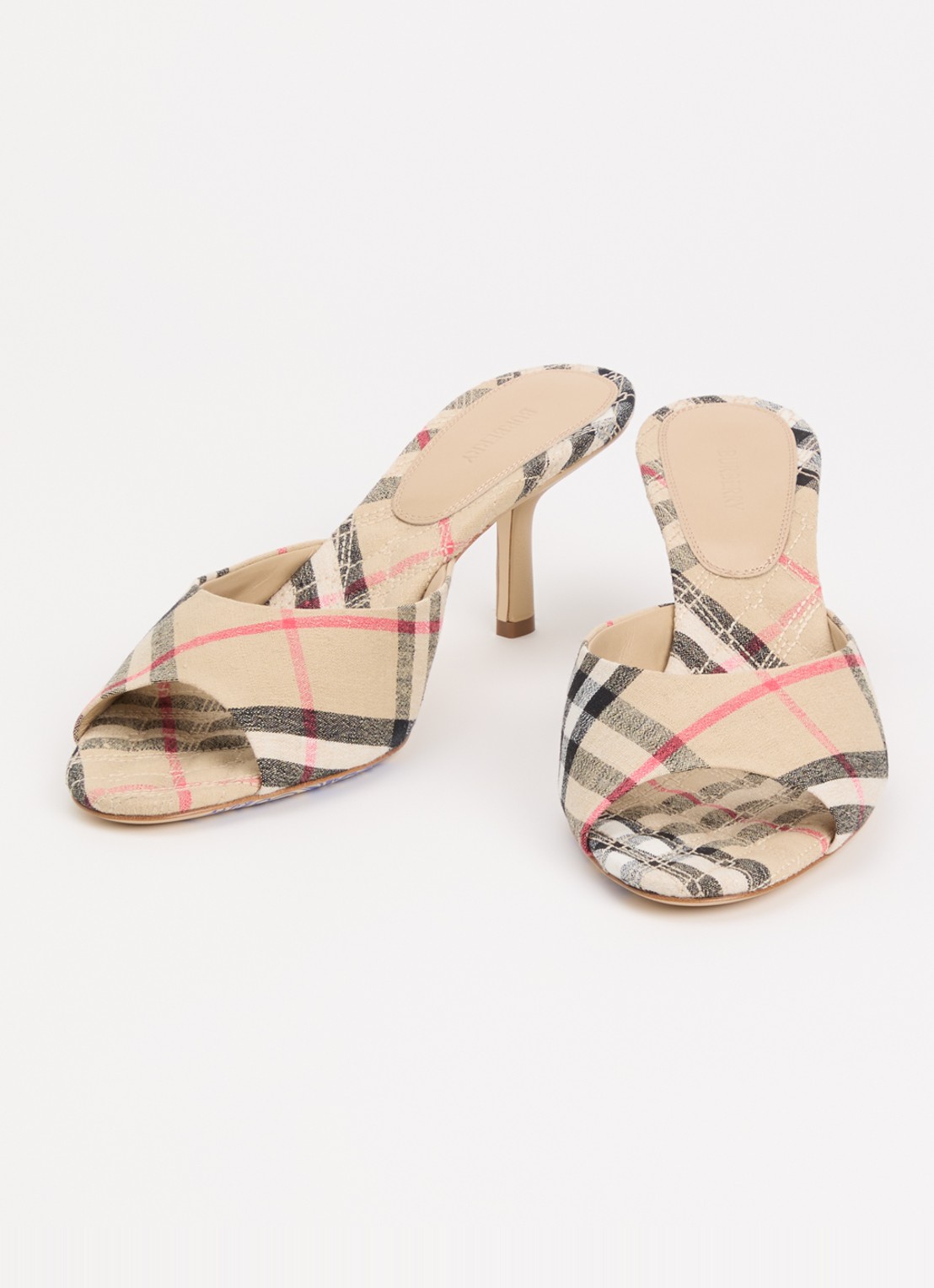 Burberry Muiltje met ruit dessin - detail 2 zand