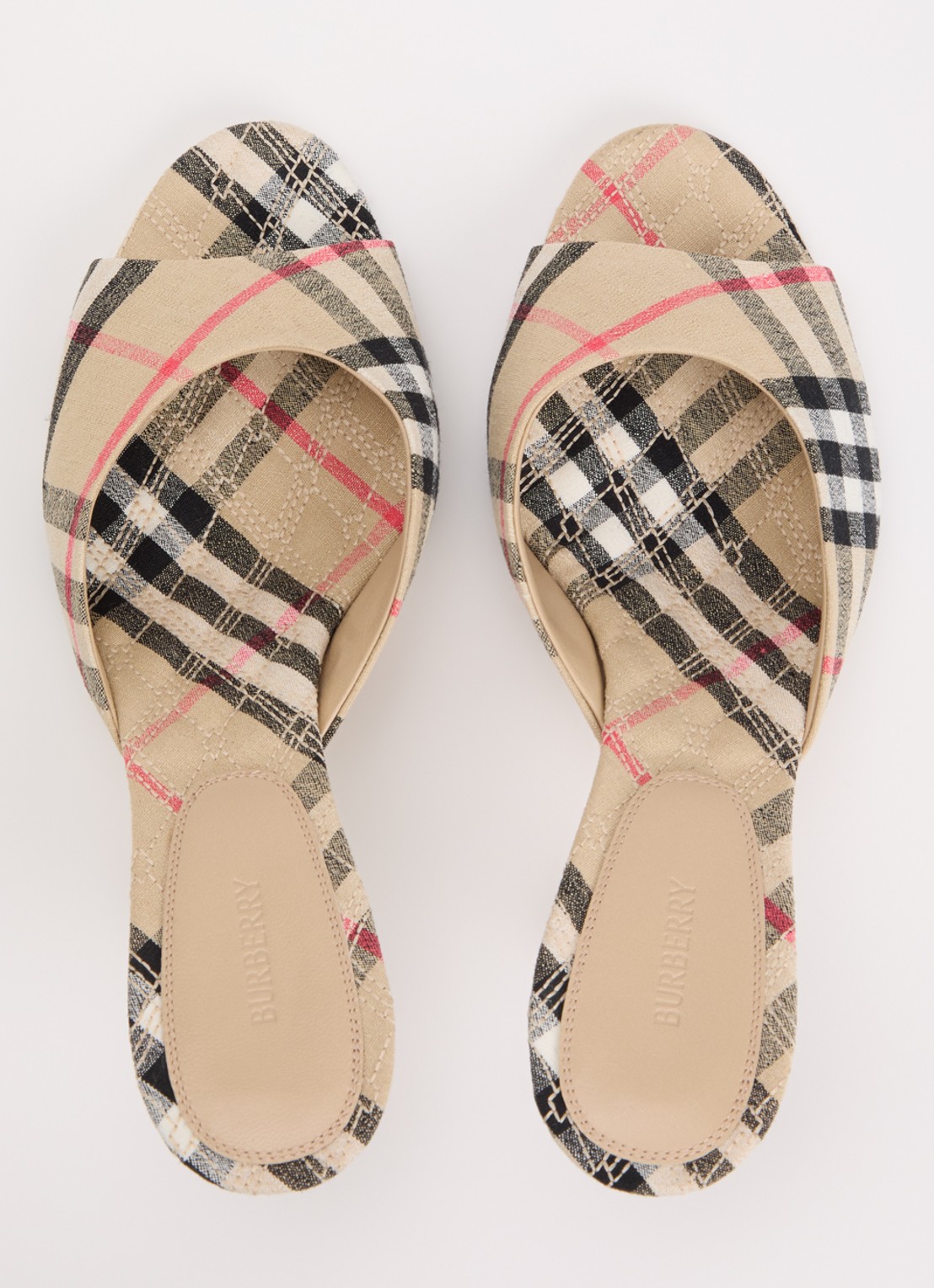 Burberry Muiltje met ruit dessin - detail 3 zand