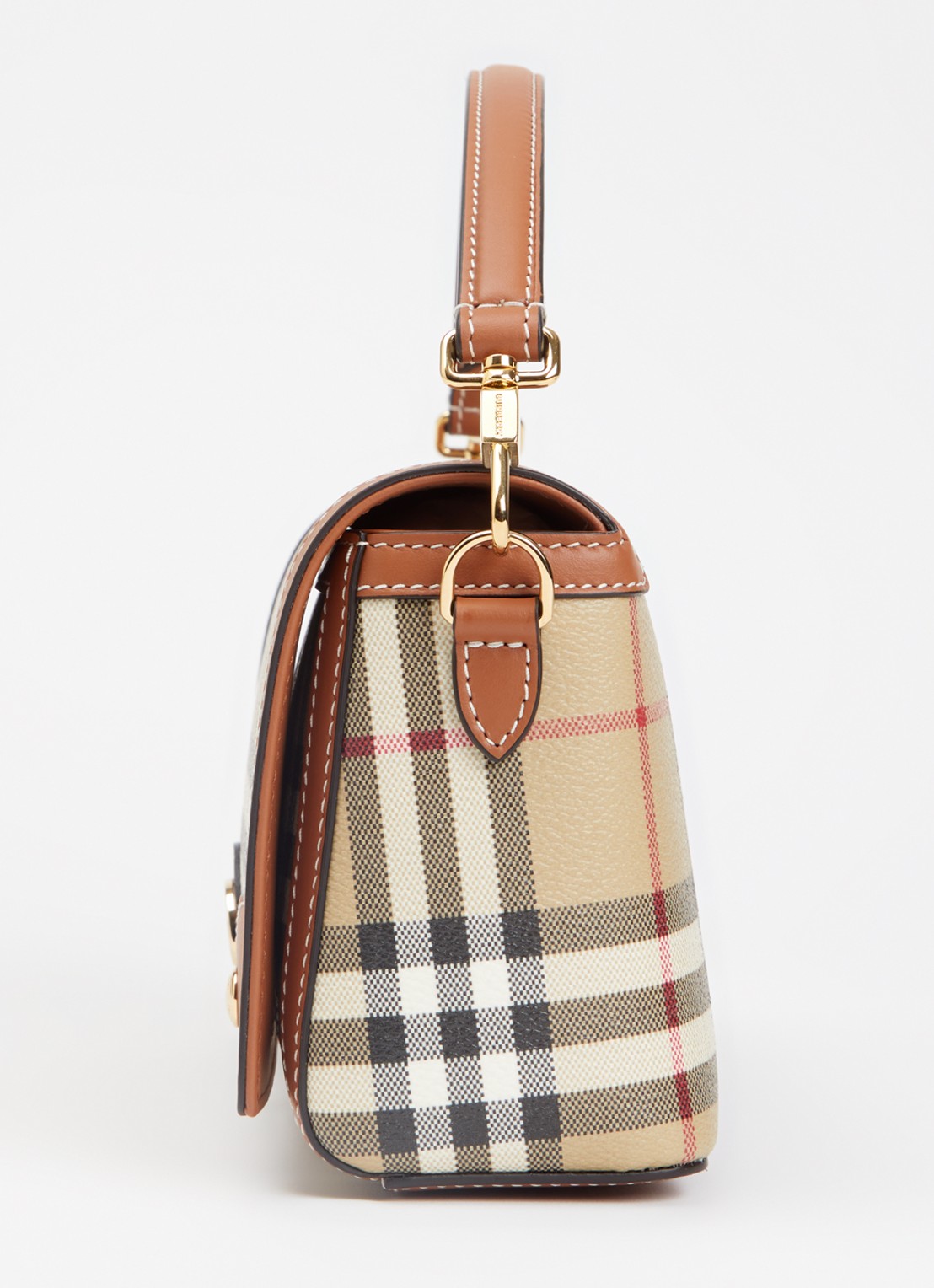 Burberry Note crossbodytas met ruitdessin en afneembare schouderriem - detail 4 cognac