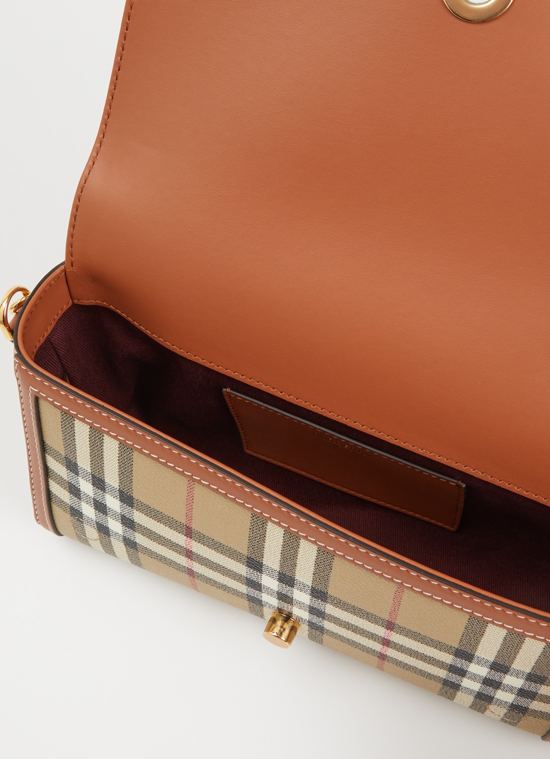Burberry Note crossbodytas met ruitdessin en afneembare schouderriem - detail 2 beige