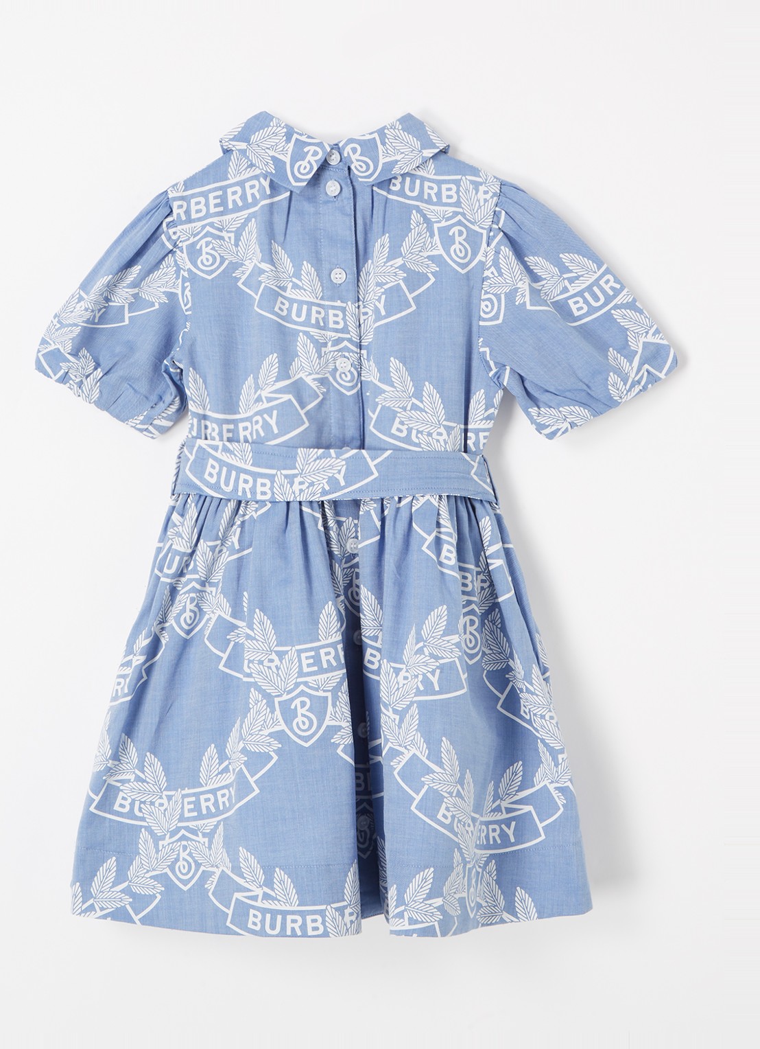 Burberry Oak Leaf blousejurk met logo - achterkant lichtblauw