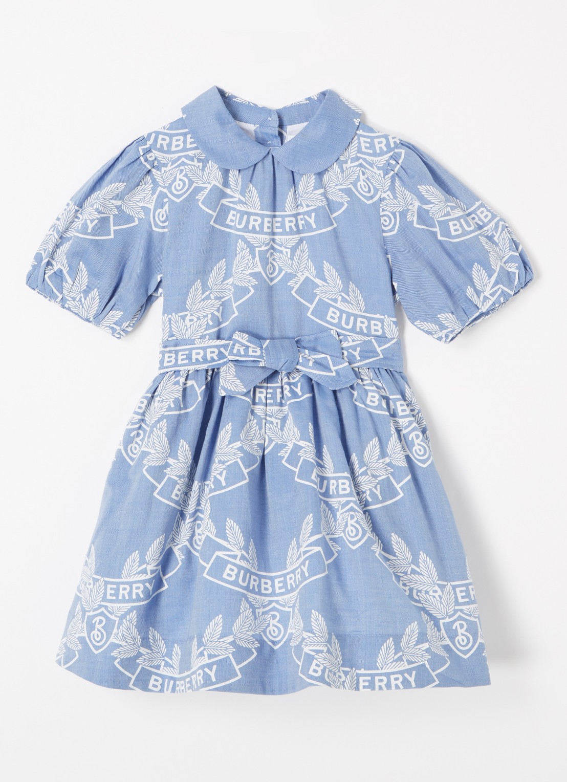 Burberry Oak Leaf blousejurk met logo - voorkant 2 lichtblauw