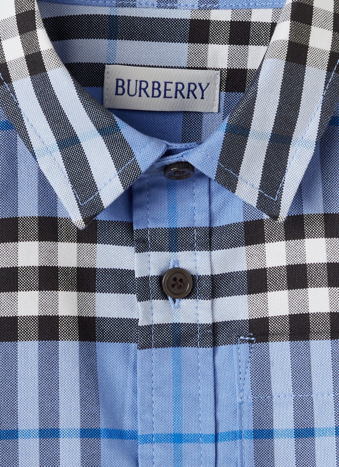 Burberry Owen overhemd met ruitdessin - detail 3 blauwgrijs