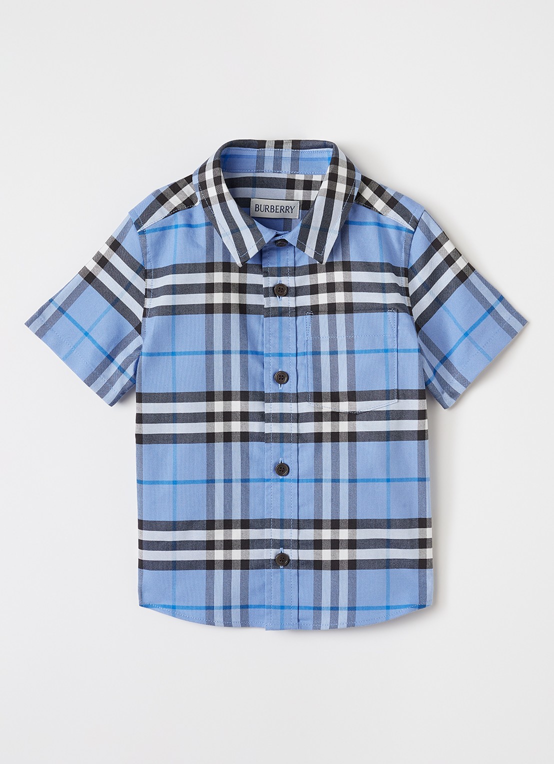 Burberry Owen overhemd met ruitdessin - voorkant blauwgrijs
