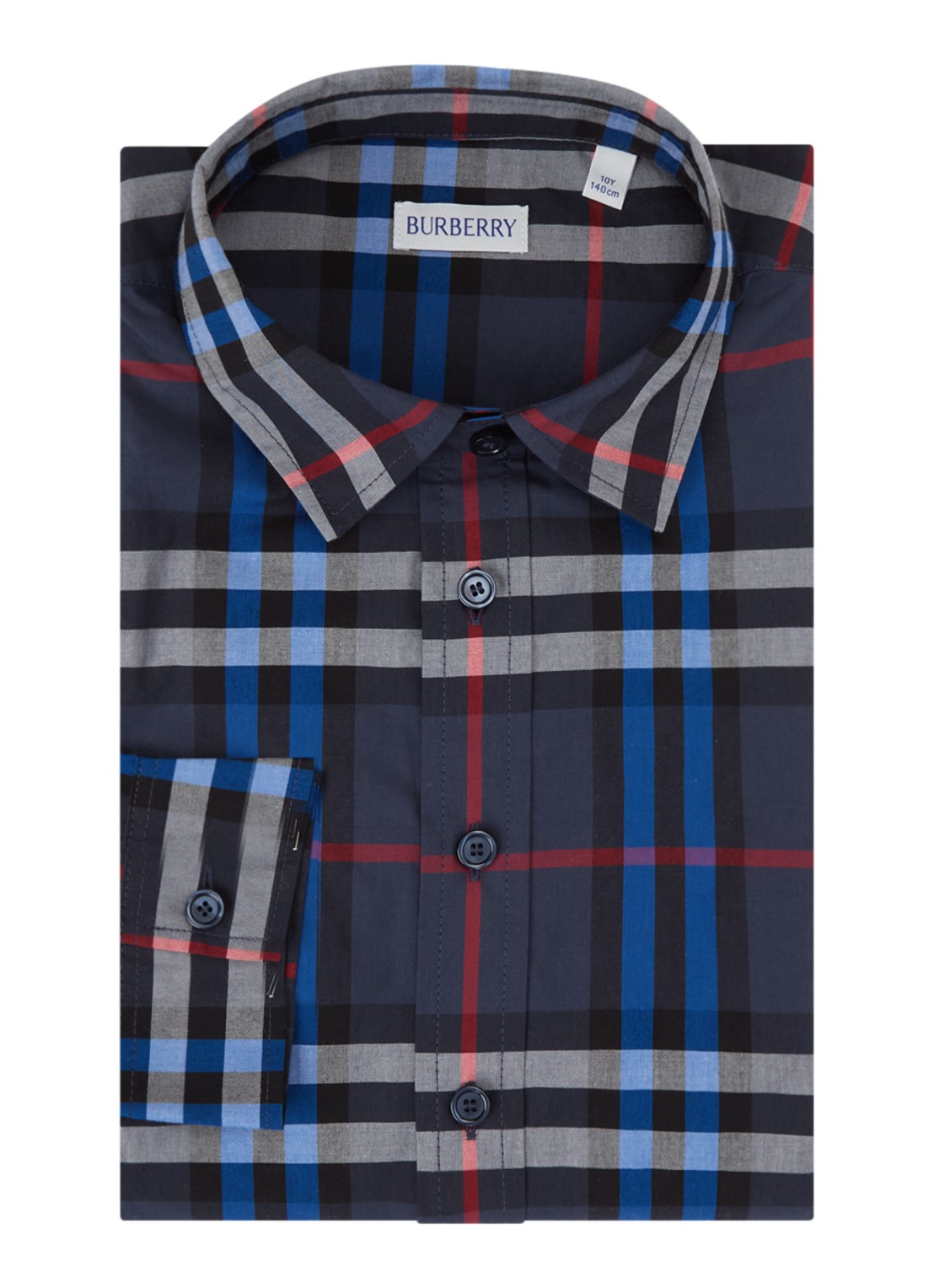 Burberry Owen overhemd met ruitdessin - voorkant donkerblauw