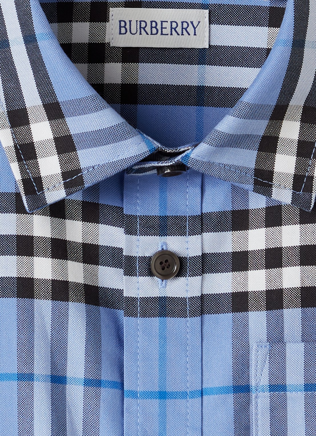 Burberry Owen overhemd met ruitdessin - detail blauwgrijs