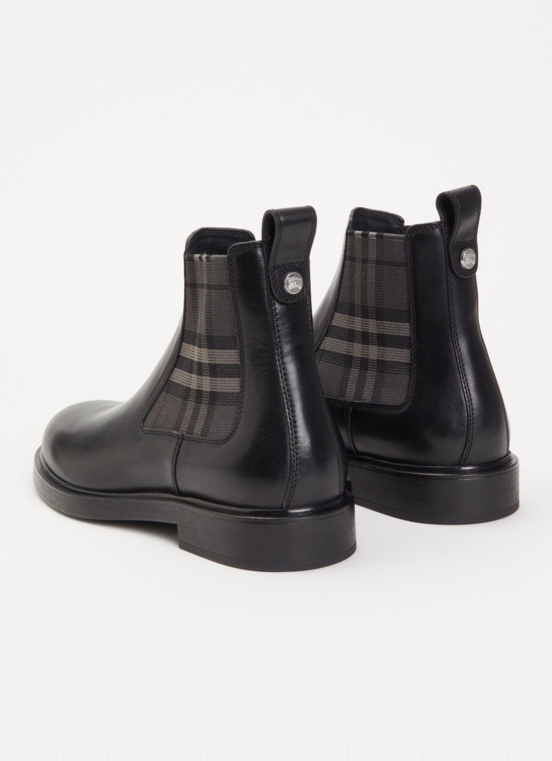 Burberry Pembroke Chelsea boot van kalfsleer met ruitdessin - achterkant 5 zwart