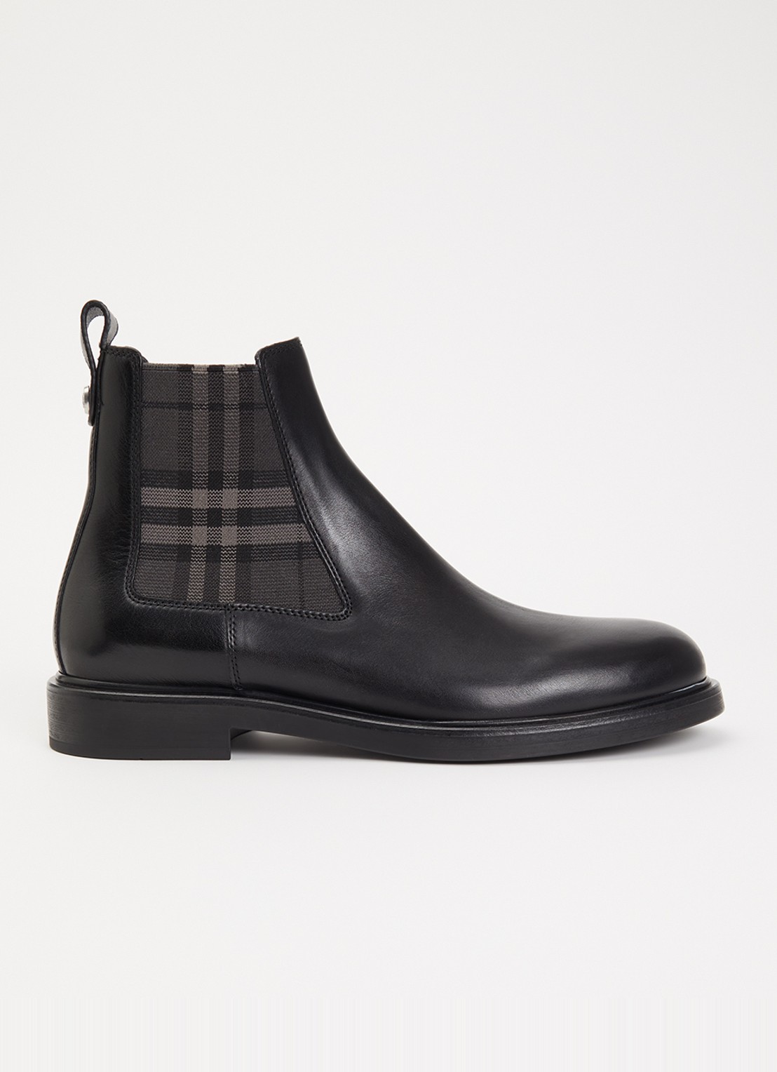Burberry Pembroke Chelsea boot van kalfsleer met ruitdessin - voorkant 4 zwart