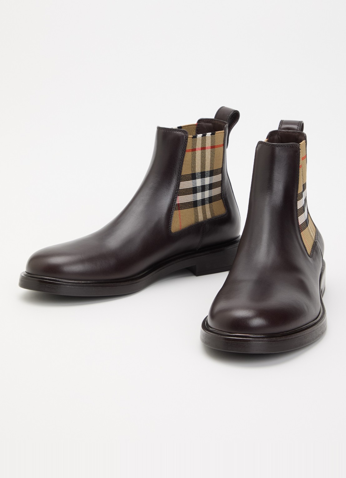 Burberry Pembroke Chelsea boot van kalfsleer met ruitdessin - detail 3 donkerbruin