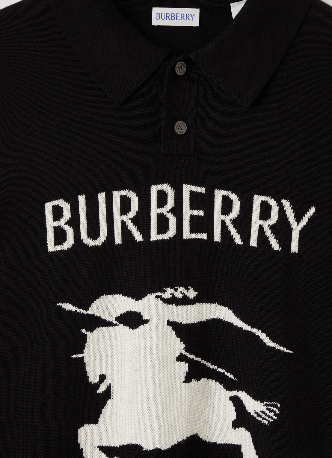 Burberry Polo met logoborduring - detail zwart