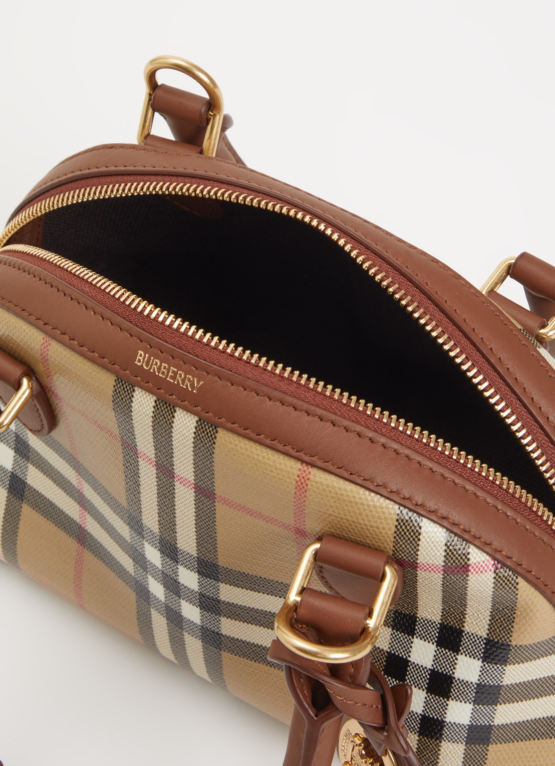 Burberry Primrose mini handtas met ruitdessin en details van kalfsleer - detail 2 bruin