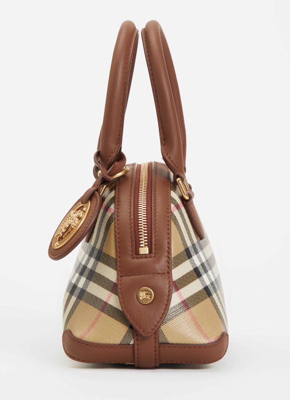 Burberry Primrose mini handtas met ruitdessin en details van kalfsleer - detail 3 bruin