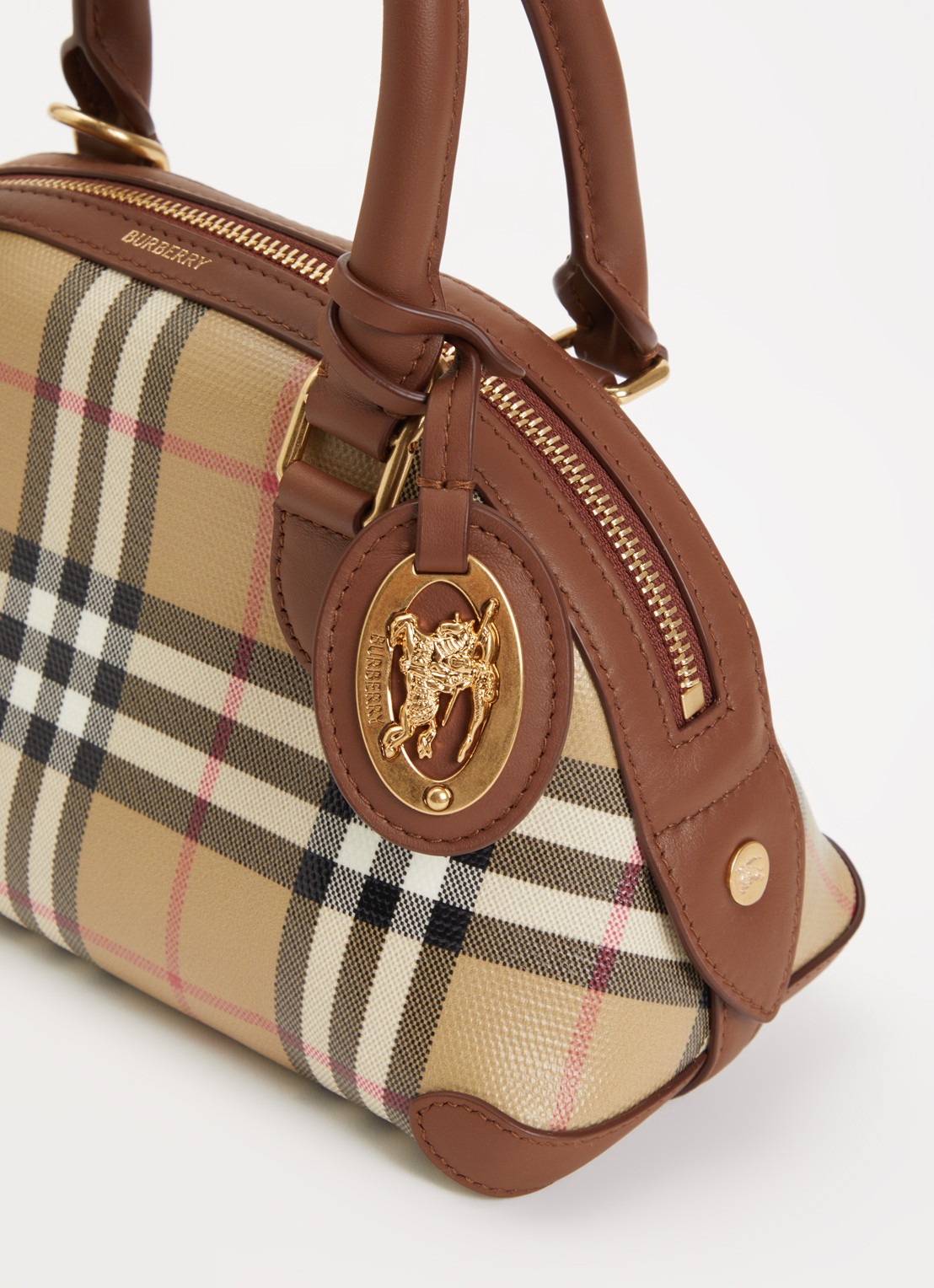 Burberry Primrose mini handtas met ruitdessin en details van kalfsleer - detail 4 bruin