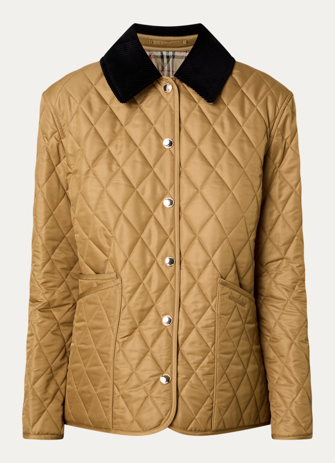 Burberry Quilted jack met opgestikte zakken - voorkant camel