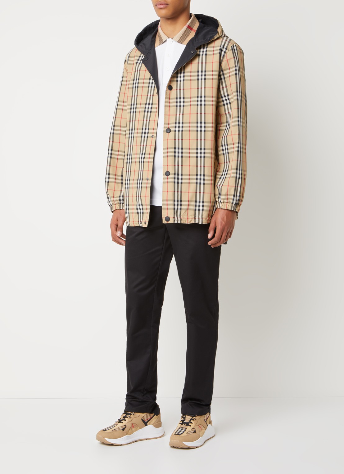 Burberry Rainford reversible jack met logoprint - voorkant 4 camel