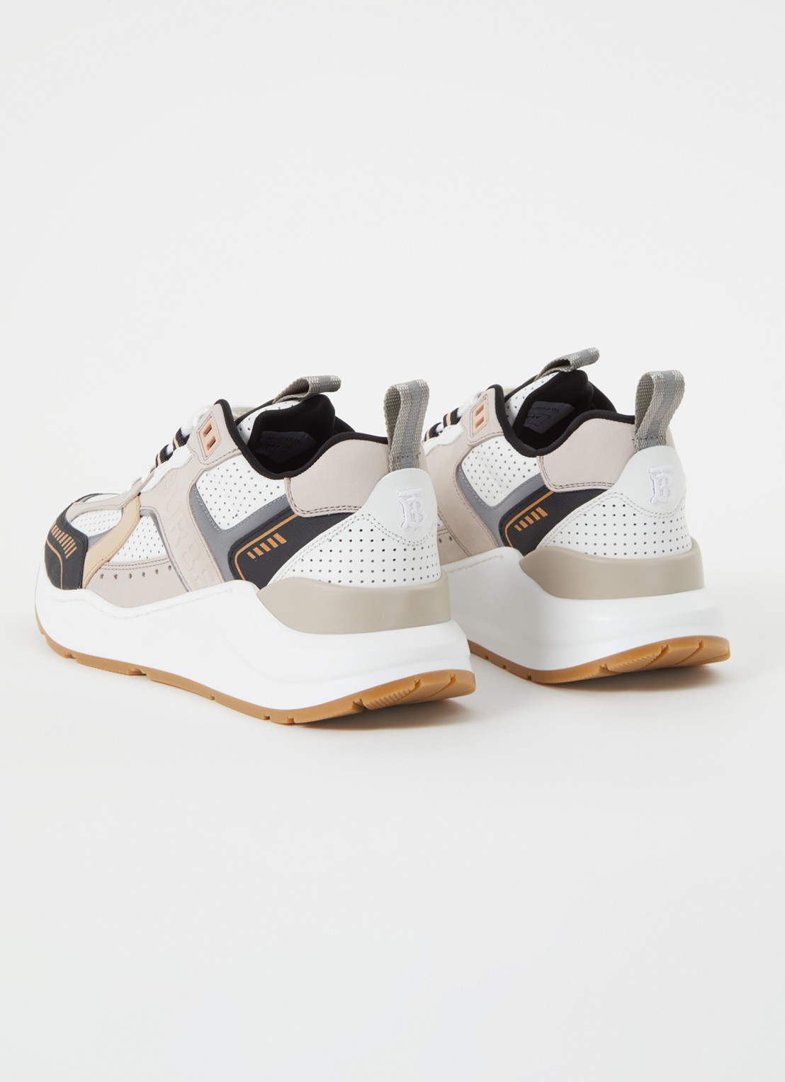 Burberry Ramsey sneaker met kalfsleren details - detail 4 donkerbeige