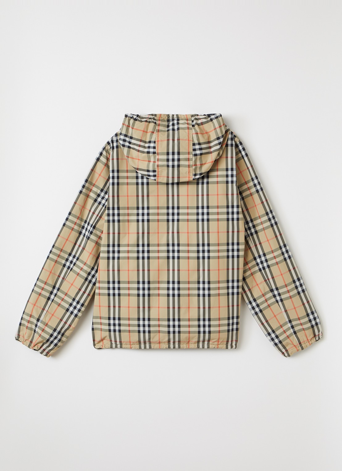 Burberry Reece jack met ruitdessin en capuchon - achterkant beige