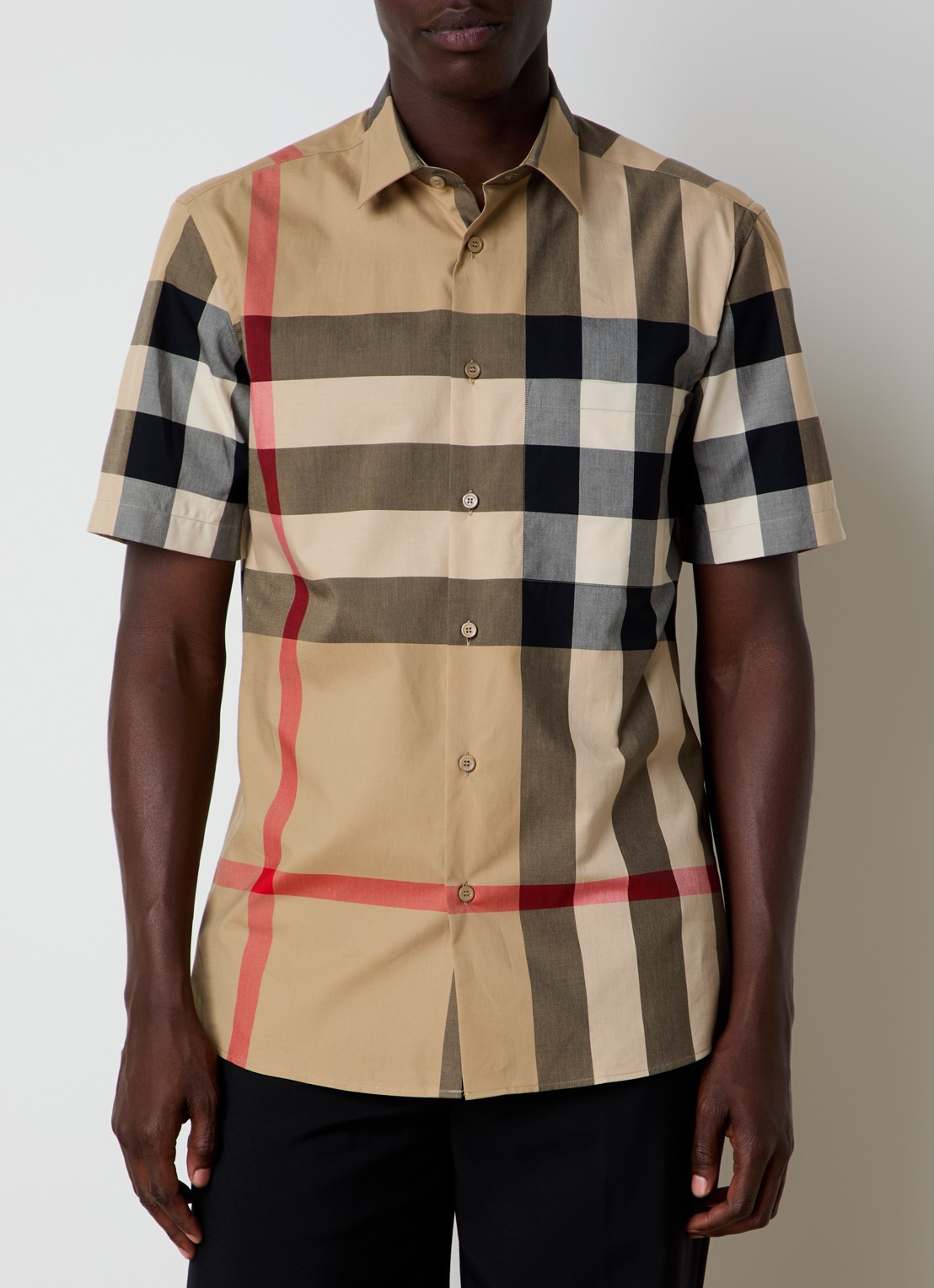 Burberry Regular fit overhemd met ruitdessin en borstzak - detail 4 beige