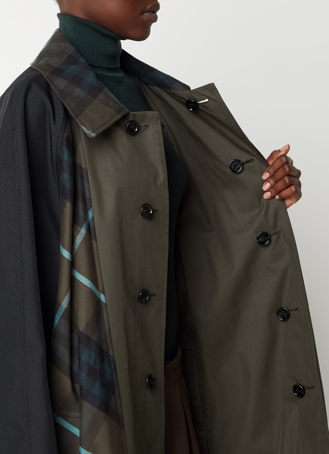 Burberry Reversible trenchcoat met steekzakken en ceintuur - detail 3 groen
