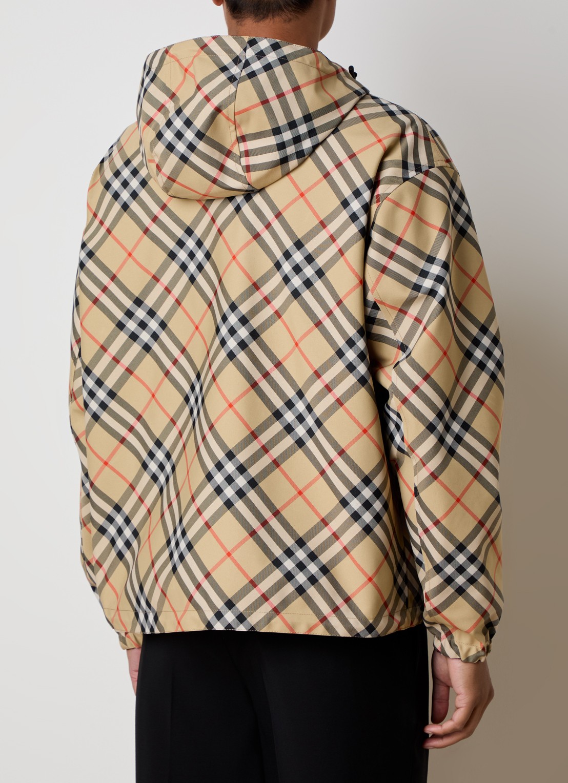 Burberry Reversible windjack met ruitdessin en capuchon - achterkant 7 zand