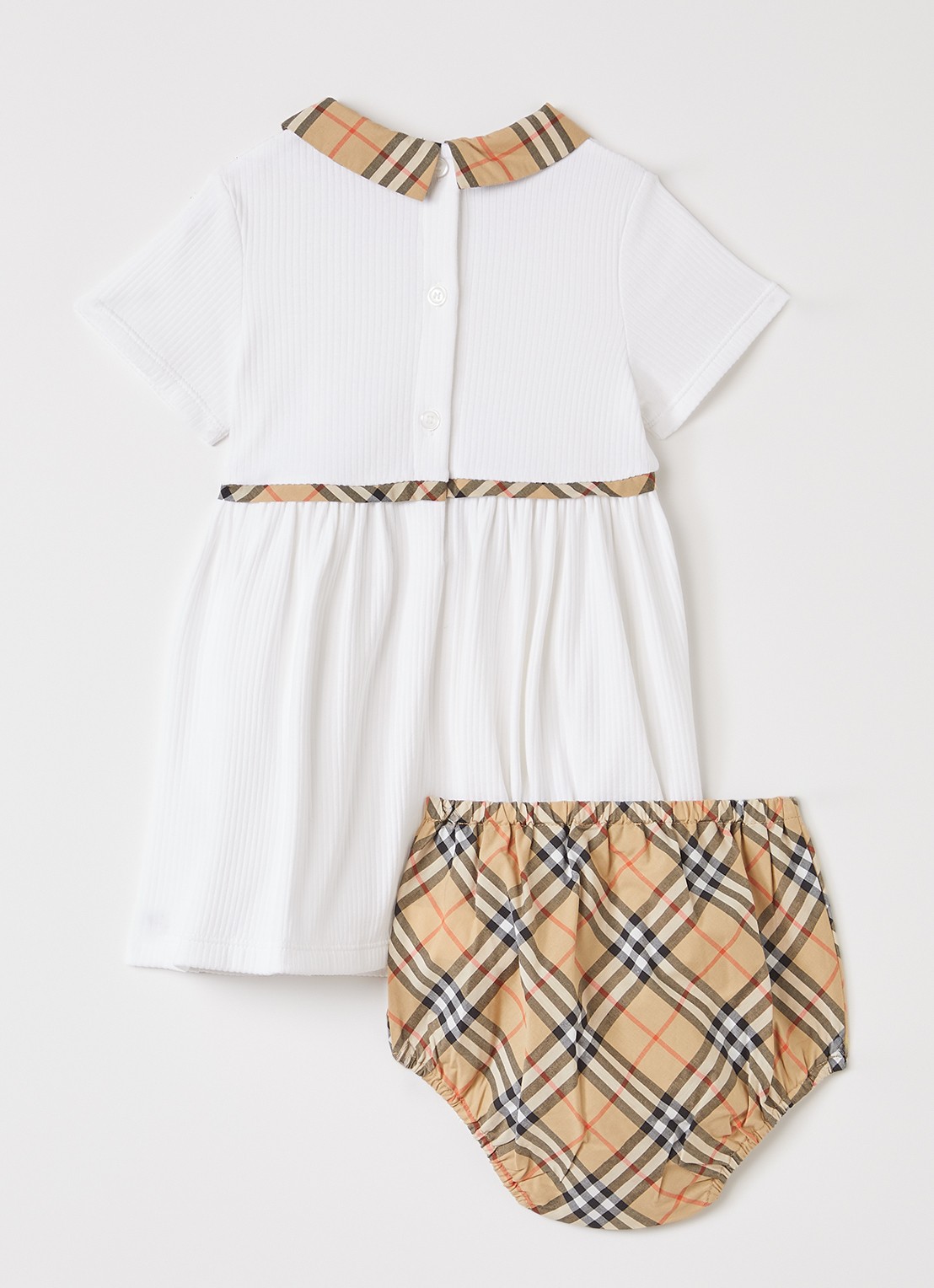 Burberry Ribgebreide jurk met kraag  - voorkant 2 wit