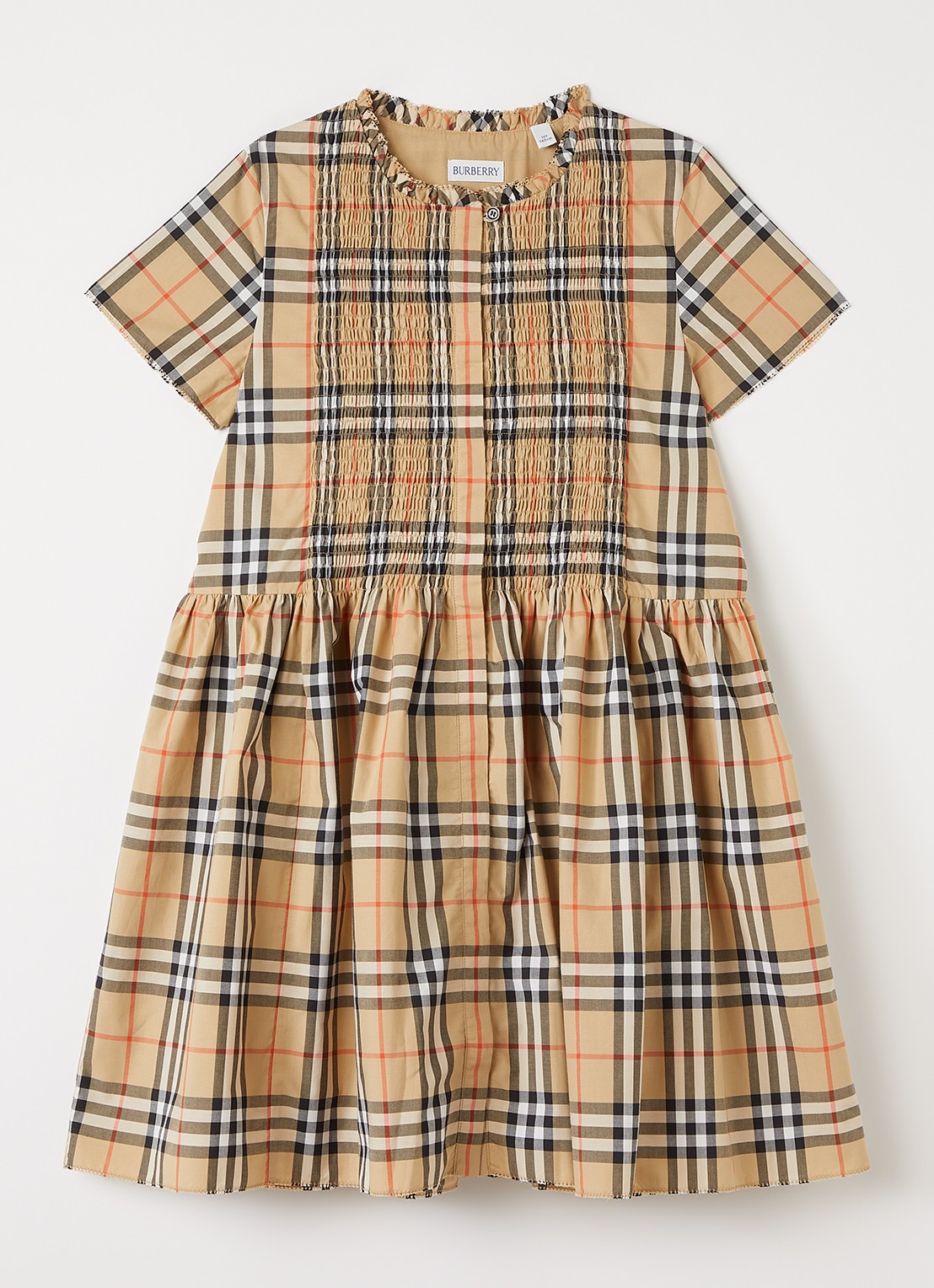 Burberry Rose jurk met ruitdessin - voorkant 2 zand