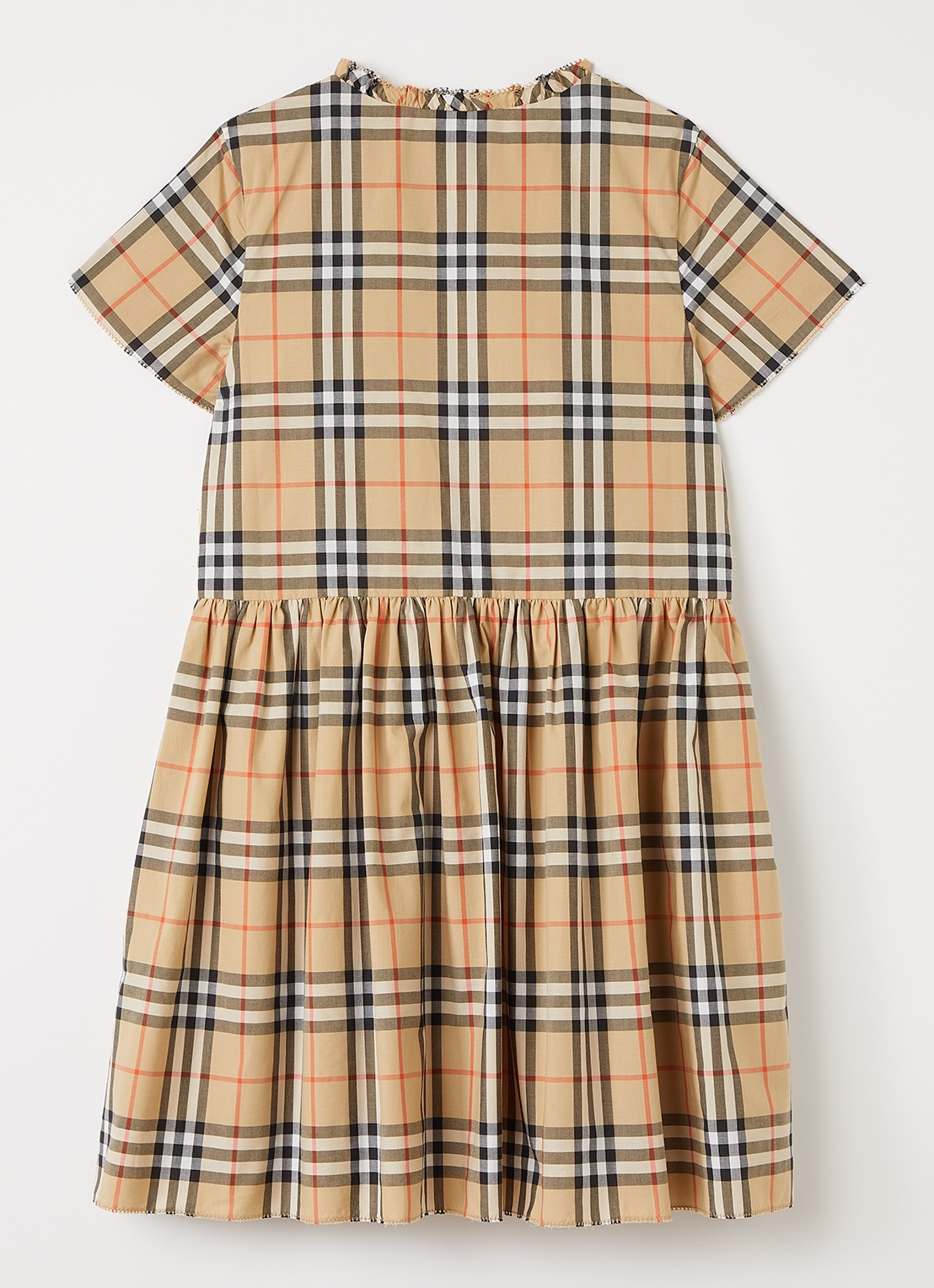 Burberry Rose jurk met ruitdessin - voorkant 3 zand
