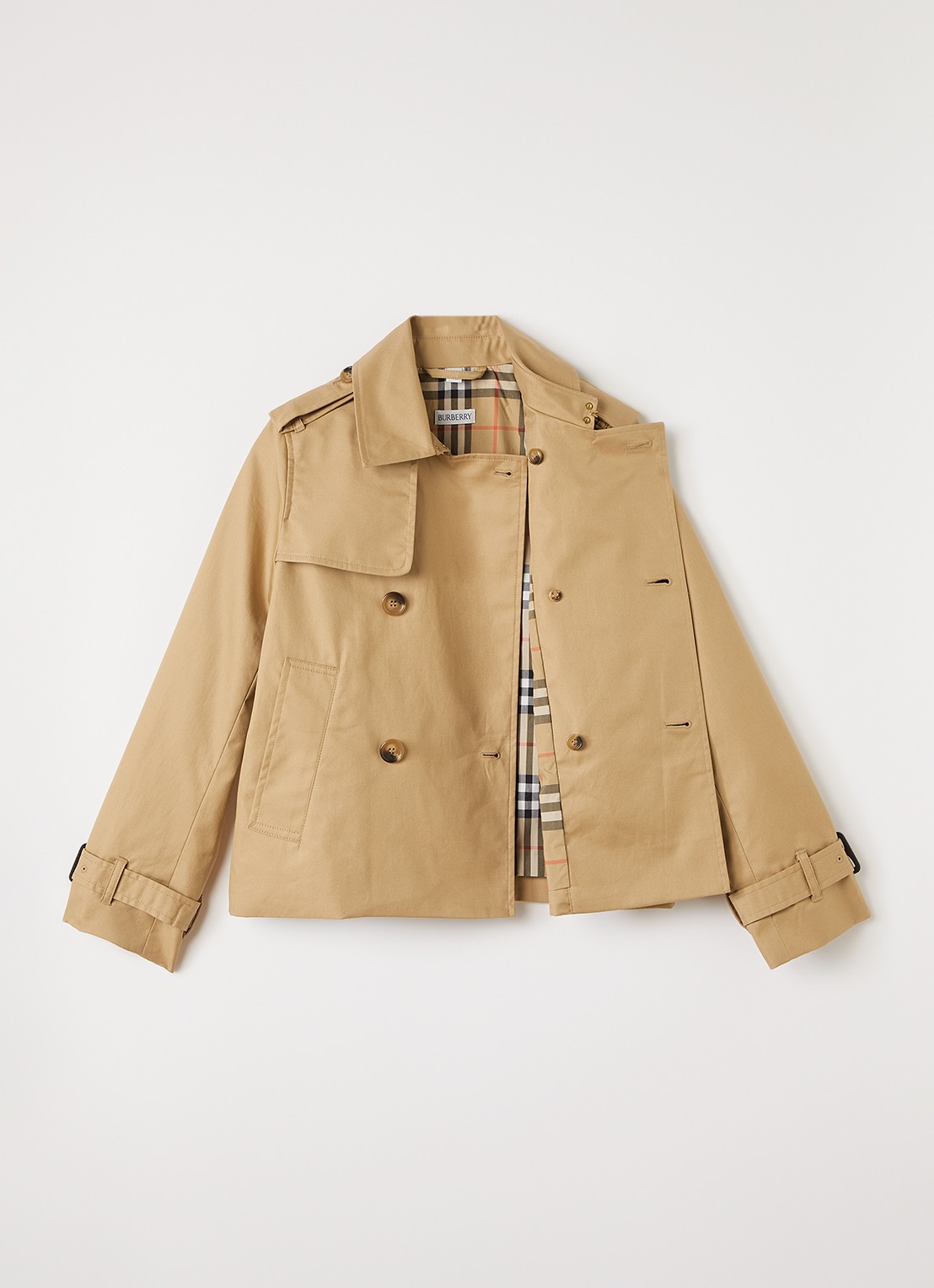 Burberry Rosie trenchcoat met strikceintuur - voorkant 3 zand