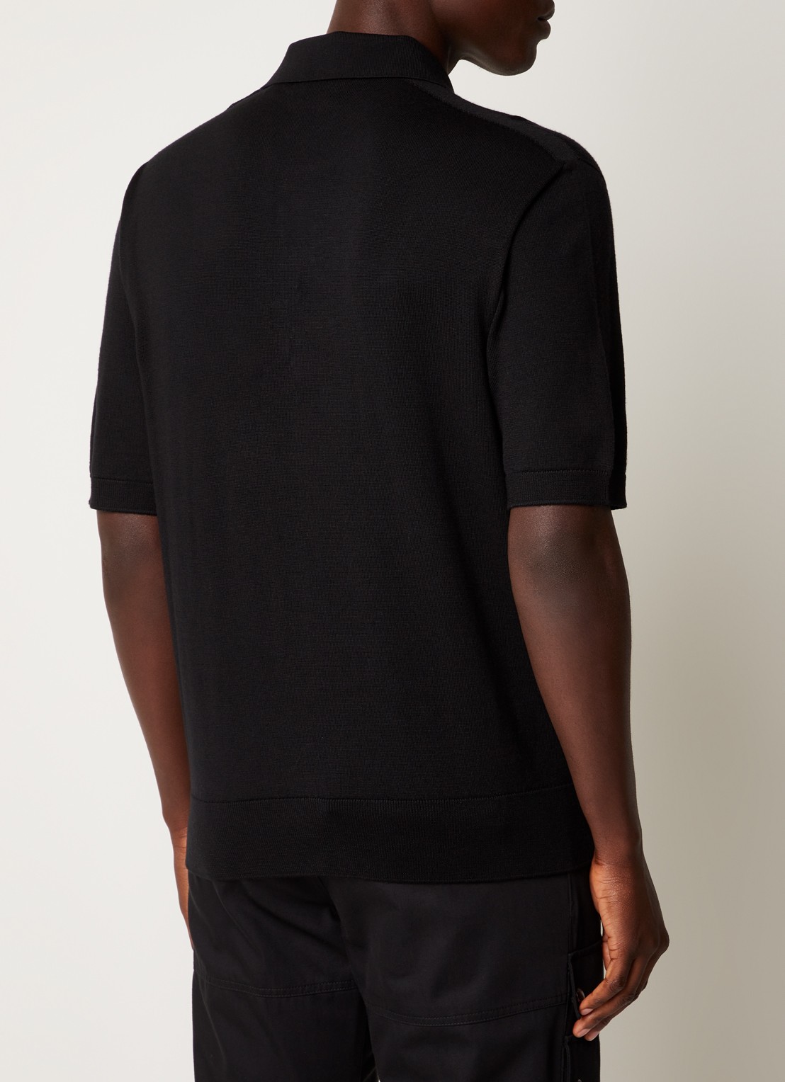 Burberry Rowanson regular fit fijgebreide polo in zijdeblend - achterkant zwart