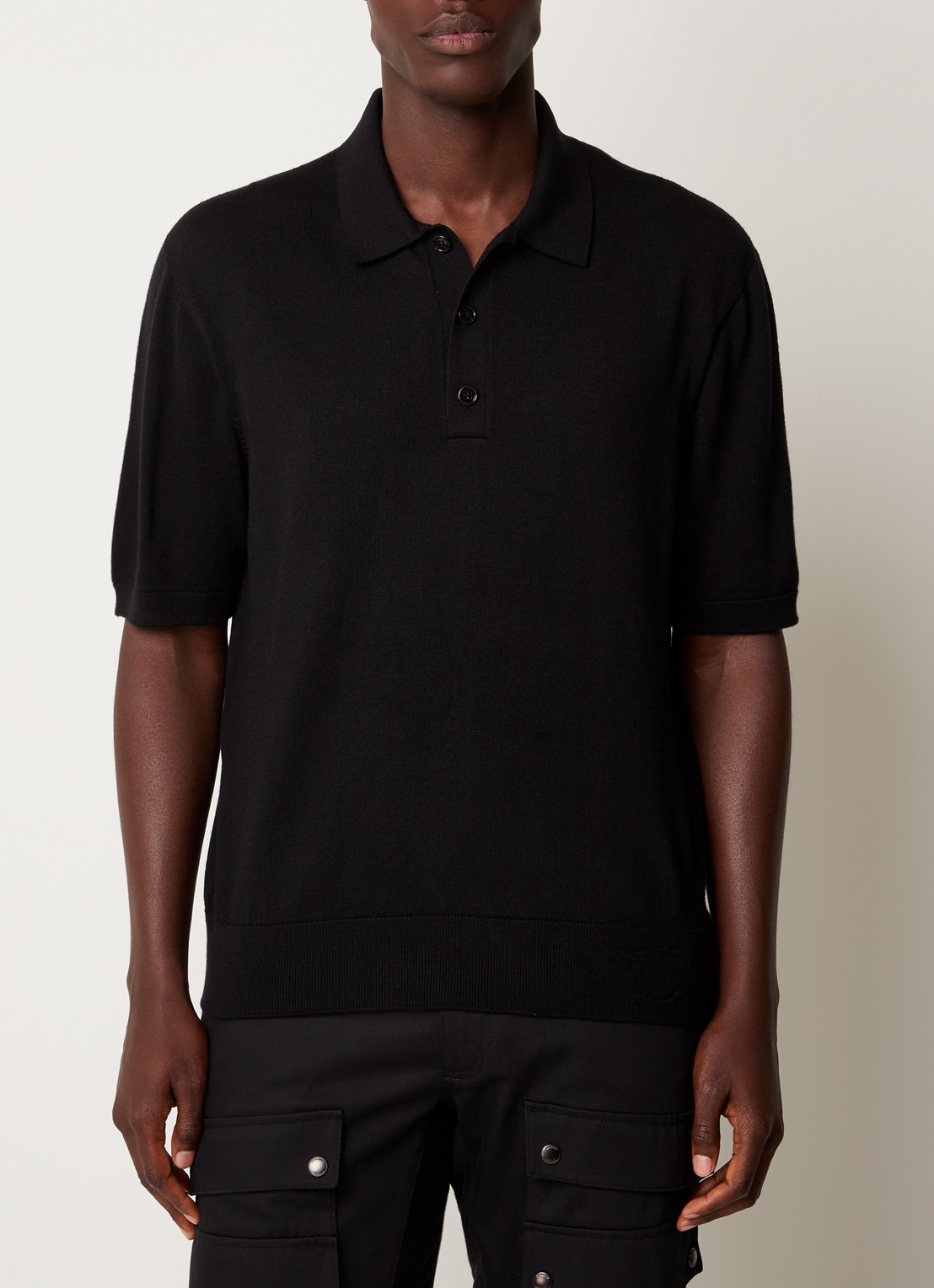 Burberry Rowanson regular fit fijgebreide polo in zijdeblend - detail 4 zwart