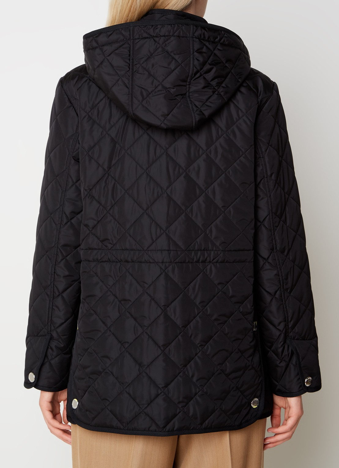 Burberry Roxbugh gewatteerde jas met afneembare capuchon en quilt patroon - achterkant 6 zwart